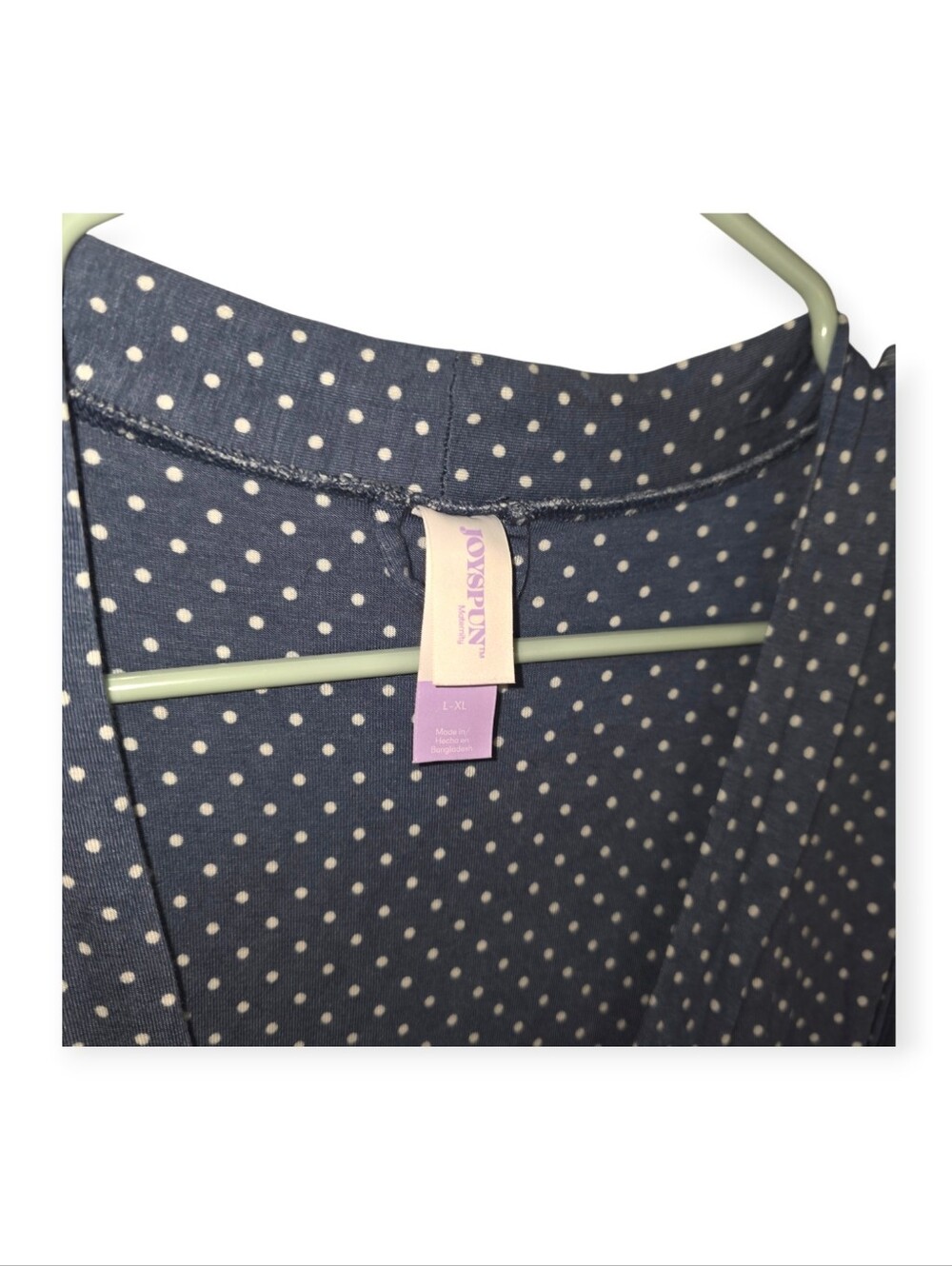 Joyspun Maternity Blue And Cream Polka Dot Robe — L/XL - Picture 3 of 4